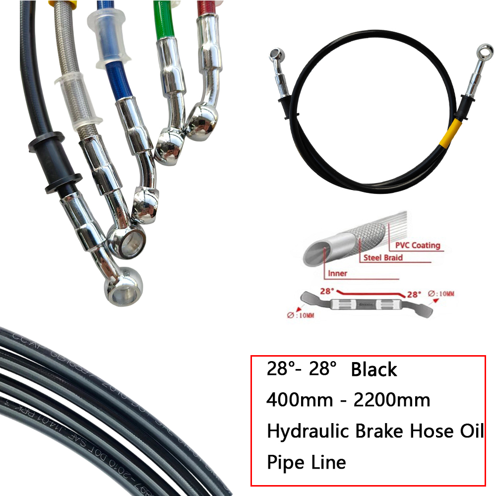 Brake Line Motorcycle - 28 ° -28 ° สายคลัตช์เบรกไฮดรอลิกแบบถักสีดำเสริมแรง ขนาด