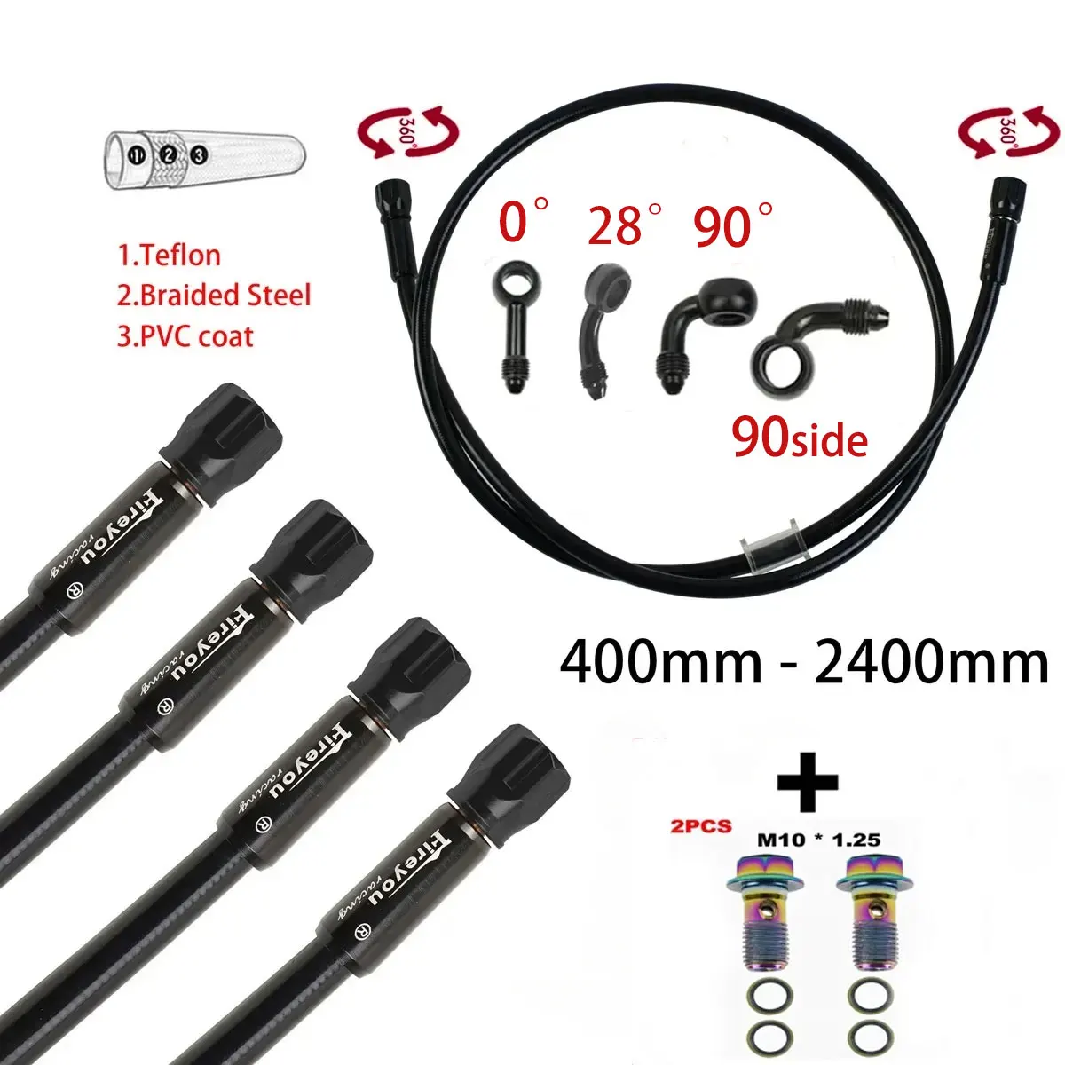 AN3 Braided เบรคท่อรถจักรยานยน - Brake Line Motorcycle บทวิจารณ์และราคา